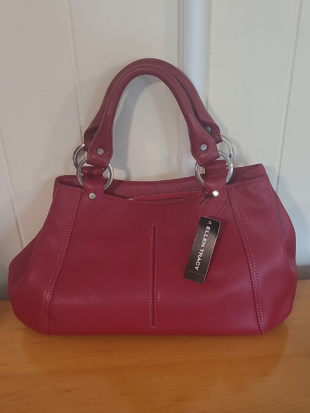 Ellen Tracy Women's Red Leather Satchel